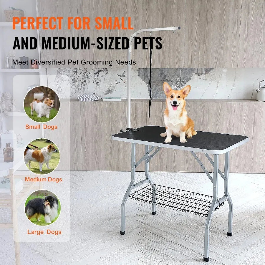FurWish™ Pet Grooming Table – 36" x 24" Foldable Design with Adjustable Arm & Clamp