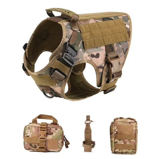 Tactical Dog Harness & Leash Set Military Training Vest for All Breeds
