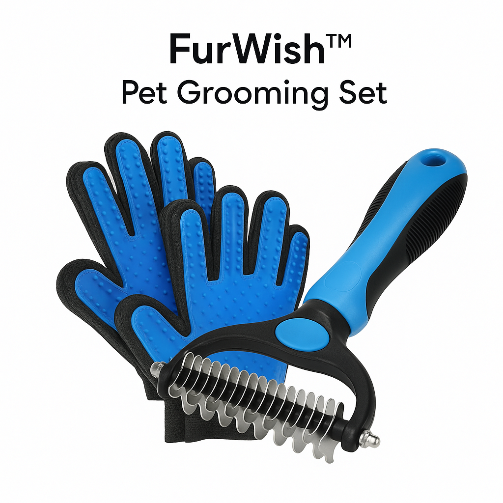 FurWish™ Pet Grooming Gloves – Deshedding & Hair Removal for Dogs & Cats