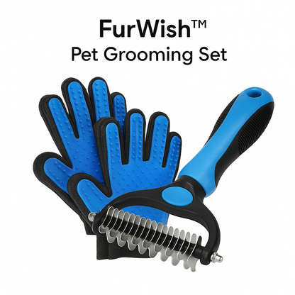 FurWish™ Pet Grooming Gloves – Deshedding & Hair Removal for Dogs & Cats