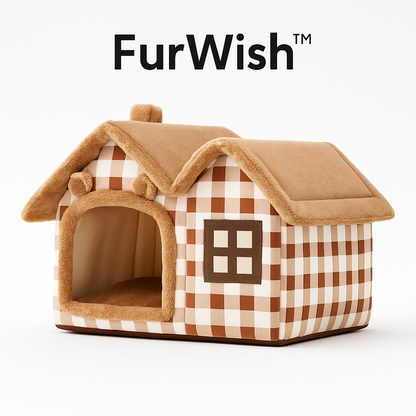 FurWish™ Foldable Pet Bed – Warm Winter Nest for Small & Medium Dogs & Cats