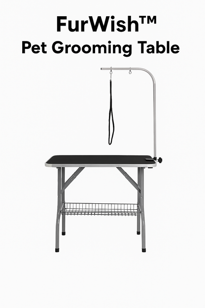 FurWish™ Pet Grooming Table – 36" x 24" Foldable Design with Adjustable Arm & Clamp