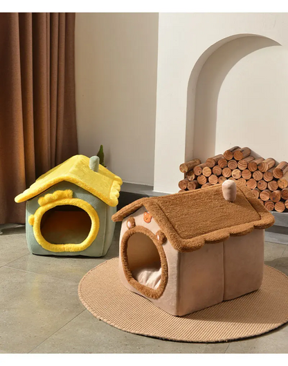 FurWish™ Foldable Pet Bed – Warm Winter Nest for Small & Medium Dogs & Cats
