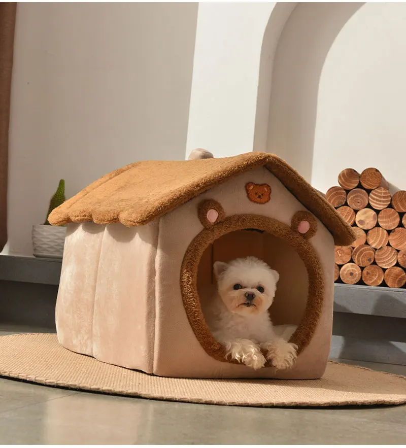FurWish™ Foldable Pet Bed – Warm Winter Nest for Small & Medium Dogs & Cats