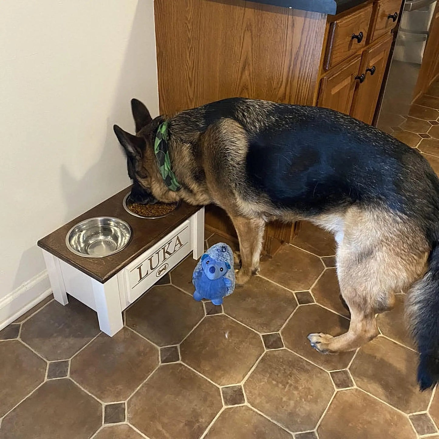 FurWish™ Raised Dog Bowl Stand – Elevated Feeder with Internal Storage & Double Stainless Steel Bowls