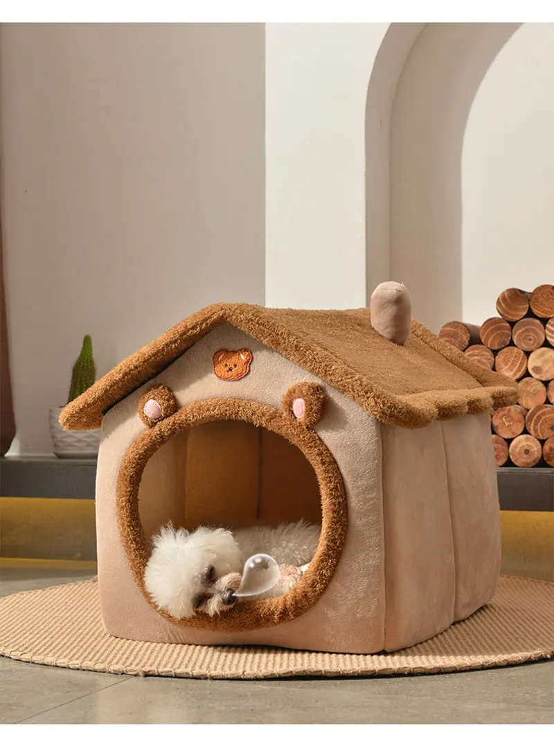FurWish™ Foldable Pet Bed – Warm Winter Nest for Small & Medium Dogs & Cats