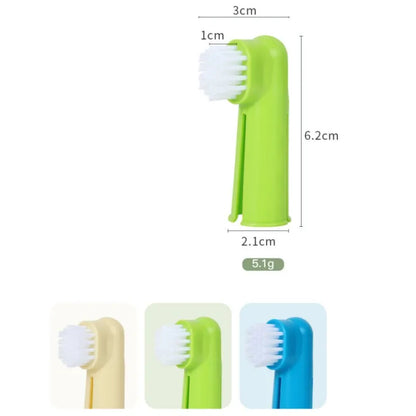 Furwish™ 3-Piece Pet Toothbrush Set – Finger & Dual-Head Brushes