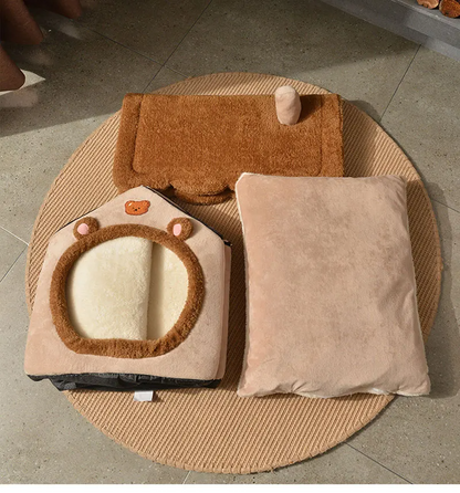 FurWish™ Foldable Pet Bed – Warm Winter Nest for Small & Medium Dogs & Cats