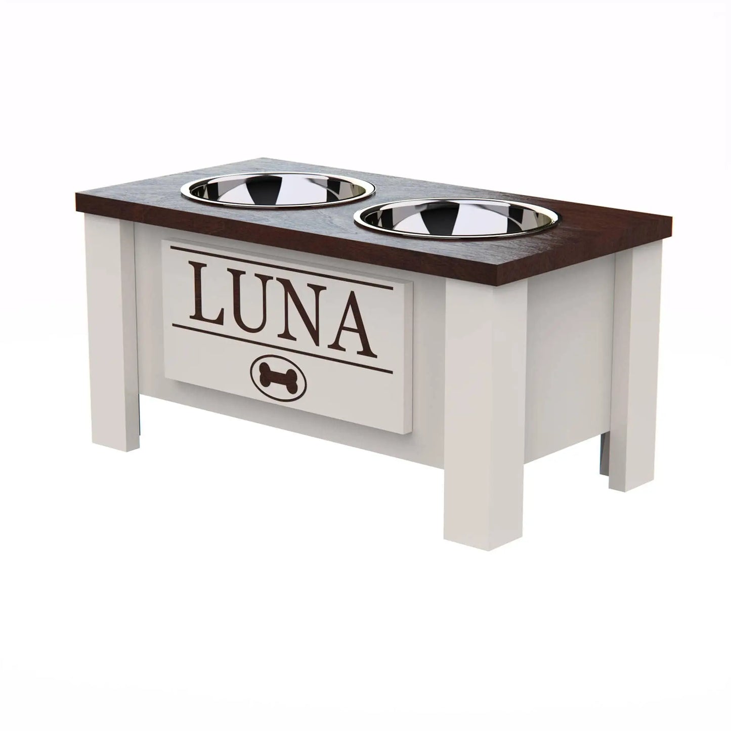 FurWish™ Raised Dog Bowl Stand – Elevated Feeder with Internal Storage & Double Stainless Steel Bowls