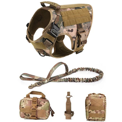 FurWish™ Tactical Dog Harness & Leash Set – Military Training Vest for All Breeds