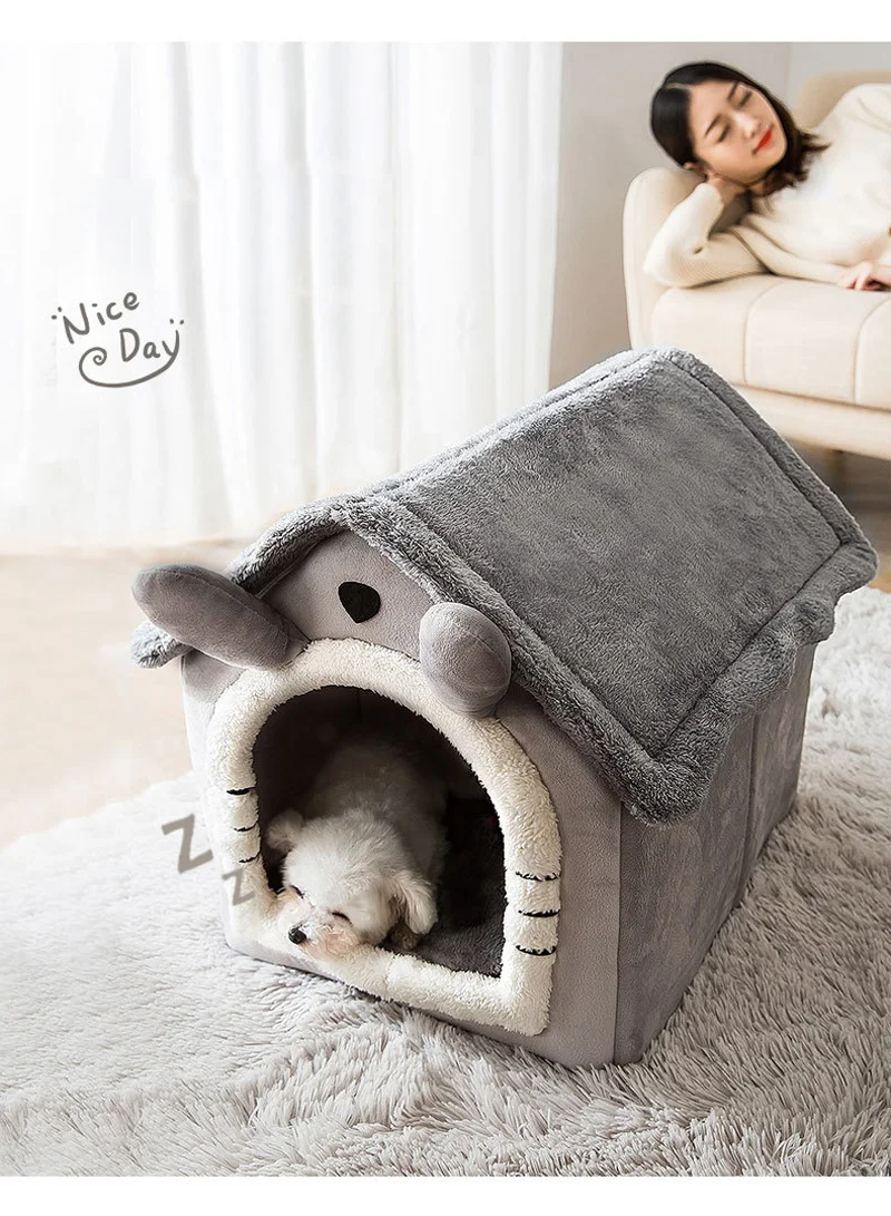 FurWish™ Foldable Pet Bed – Warm Winter Nest for Small & Medium Dogs & Cats