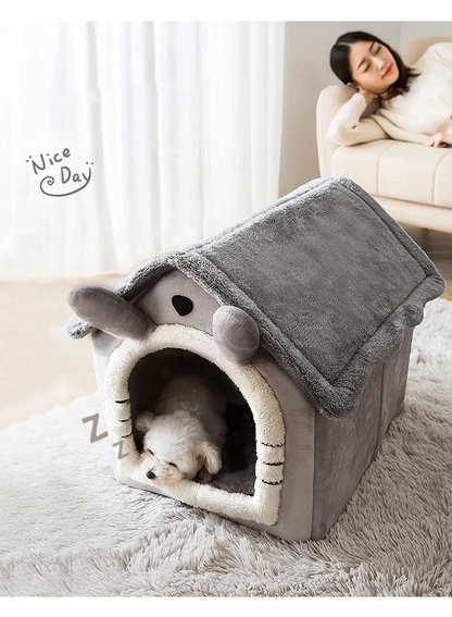 FurWish™ Foldable Pet Bed – Warm Winter Nest for Small & Medium Dogs & Cats