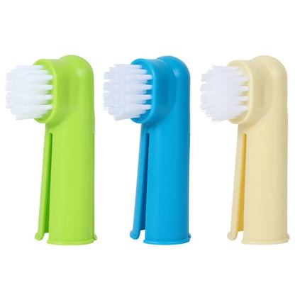 Furwish™ 3-Piece Pet Toothbrush Set – Finger & Dual-Head Brushes
