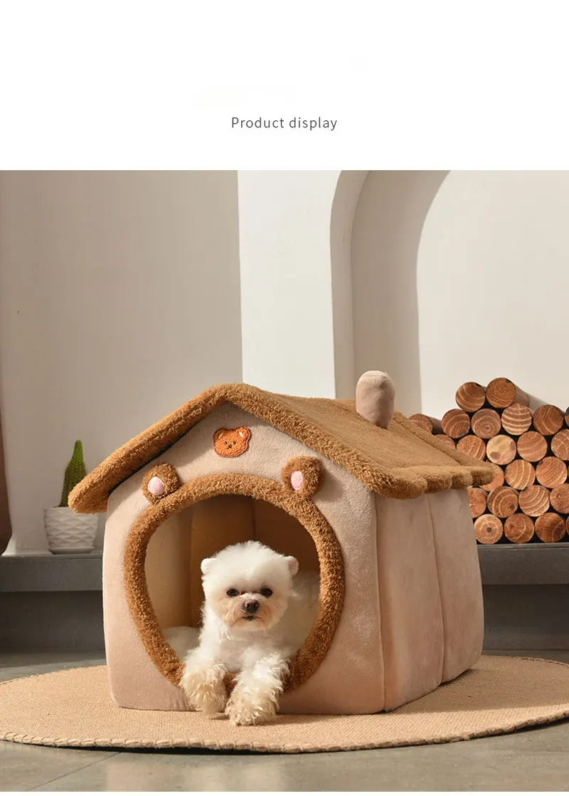 FurWish™ Foldable Pet Bed – Warm Winter Nest for Small & Medium Dogs & Cats