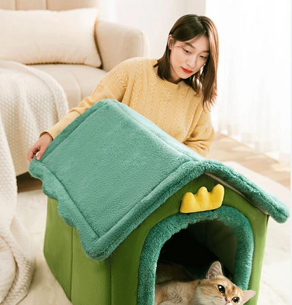 FurWish™ Foldable Pet Bed – Warm Winter Nest for Small & Medium Dogs & Cats