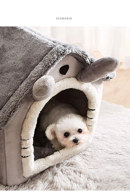 FurWish™ Foldable Pet Bed – Warm Winter Nest for Small & Medium Dogs & Cats