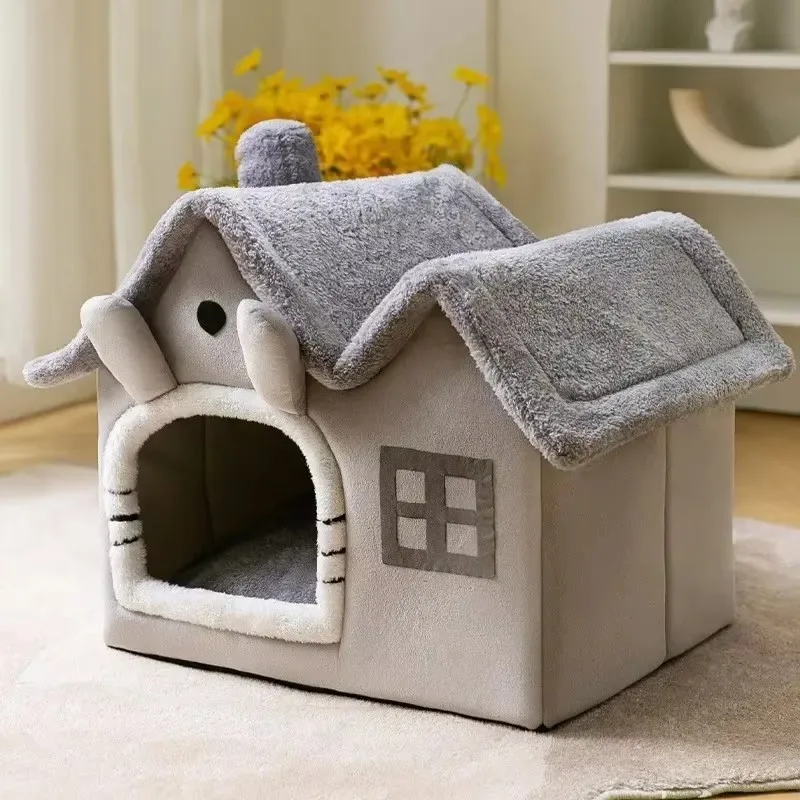 FurWish™ Foldable Pet Bed – Warm Winter Nest for Small & Medium Dogs & Cats
