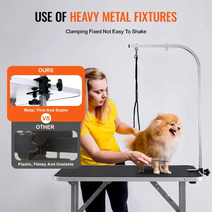 FurWish™ Pet Grooming Table – 36" x 24" Foldable Design with Adjustable Arm & Clamp