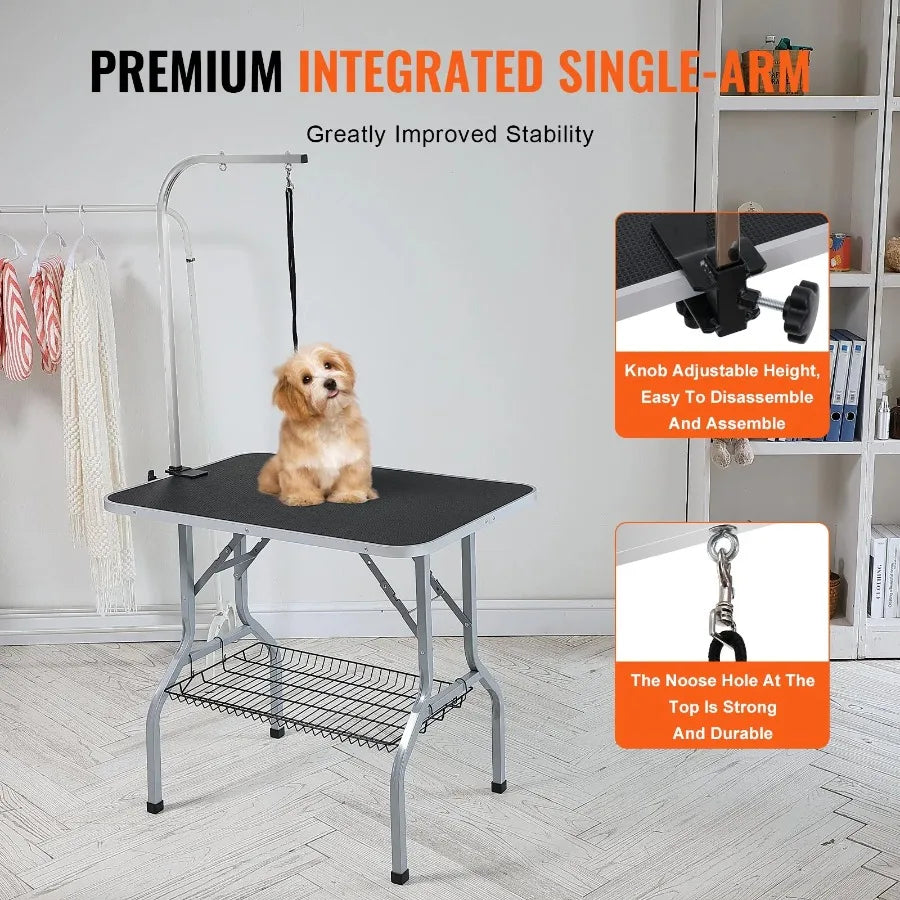 FurWish™ Pet Grooming Table – 36" x 24" Foldable Design with Adjustable Arm & Clamp