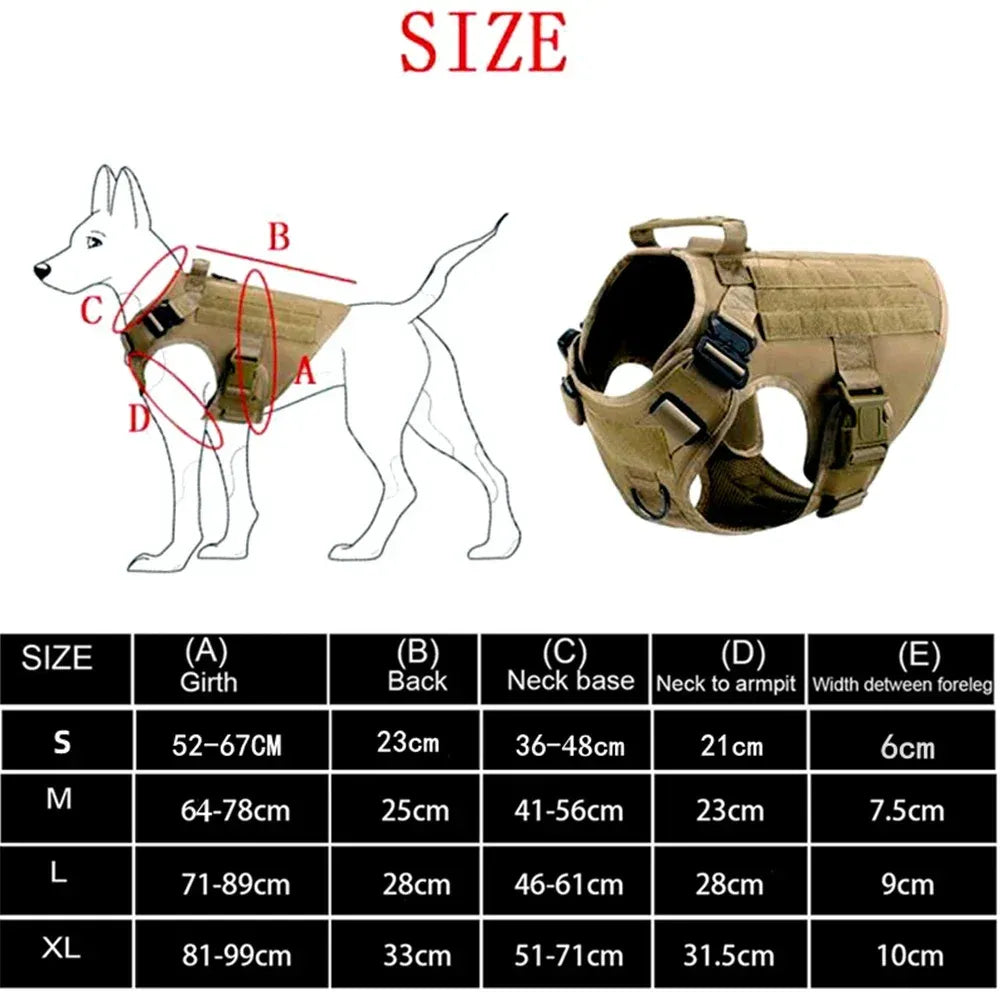 FurWish™ Tactical Dog Harness & Leash Set – Military Training Vest for All Breeds