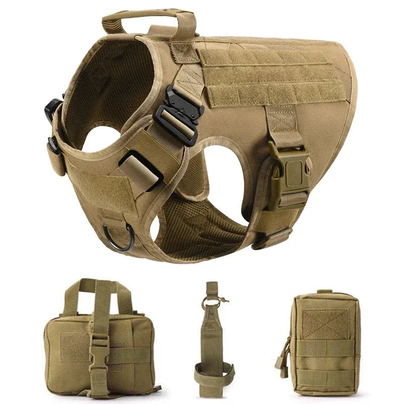FurWish™ Tactical Dog Harness & Leash Set – Military Training Vest for All Breeds