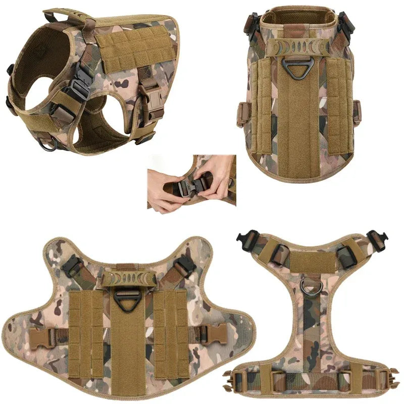 FurWish™ Tactical Dog Harness & Leash Set – Military Training Vest for All Breeds
