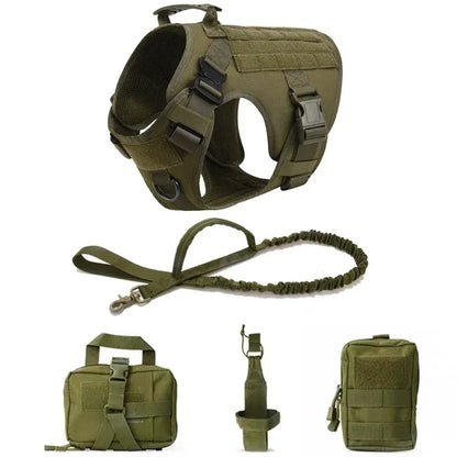 FurWish™ Tactical Dog Harness & Leash Set – Military Training Vest for All Breeds