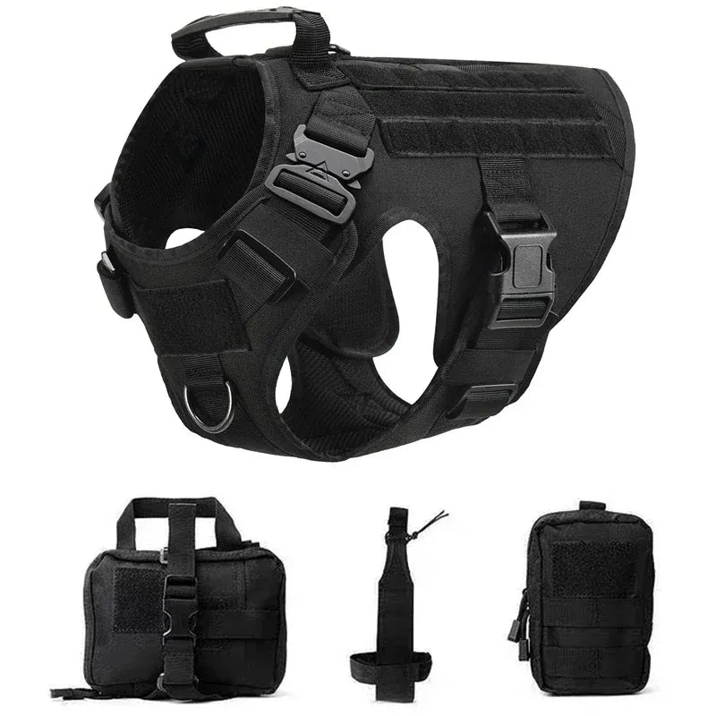 FurWish™ Tactical Dog Harness & Leash Set – Military Training Vest for All Breeds