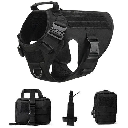 FurWish™ Tactical Dog Harness & Leash Set – Military Training Vest for All Breeds