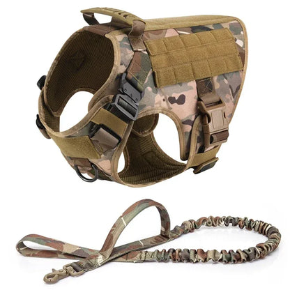 FurWish™ Tactical Dog Harness & Leash Set – Military Training Vest for All Breeds