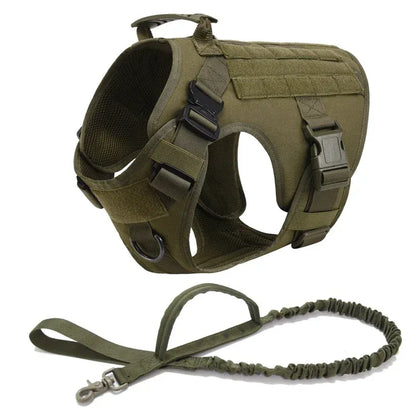 FurWish™ Tactical Dog Harness & Leash Set – Military Training Vest for All Breeds