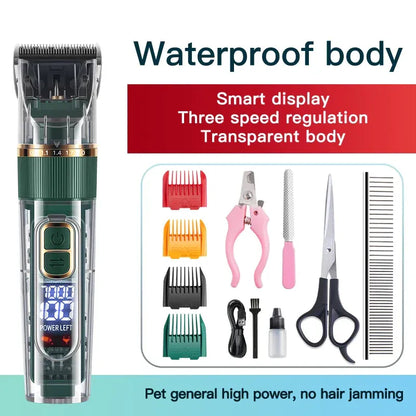 FurWish™ Cordless Dog Clippers – IPX7 Waterproof Grooming Trimmer Set