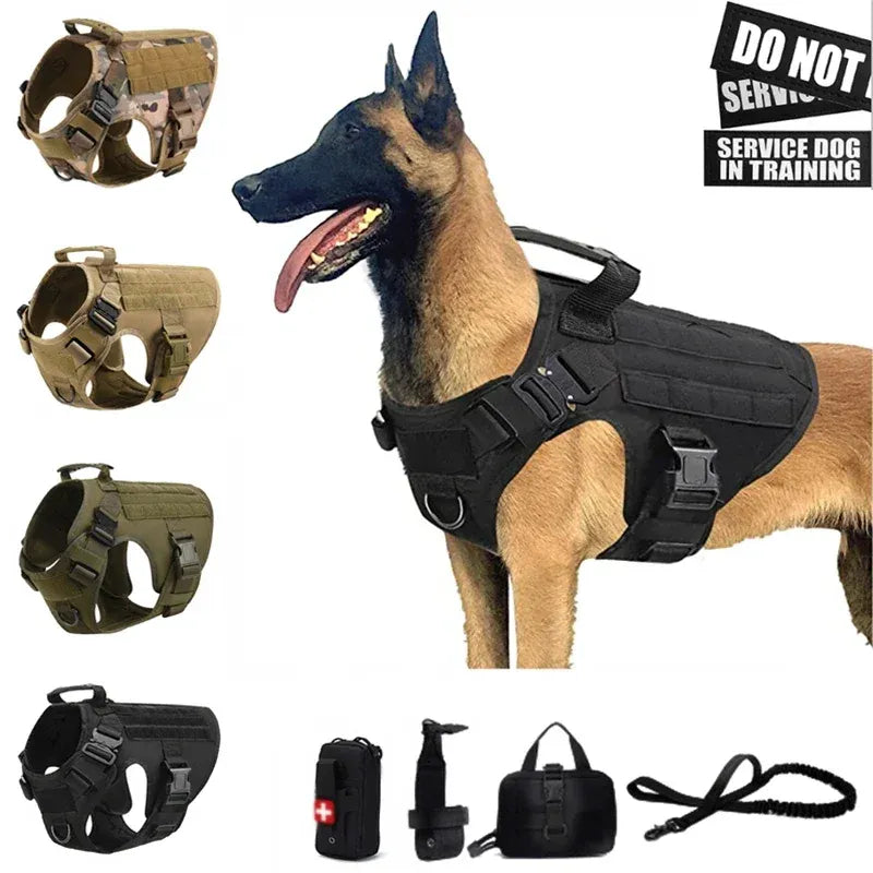 FurWish™ Tactical Dog Harness & Leash Set – Military Training Vest for All Breeds