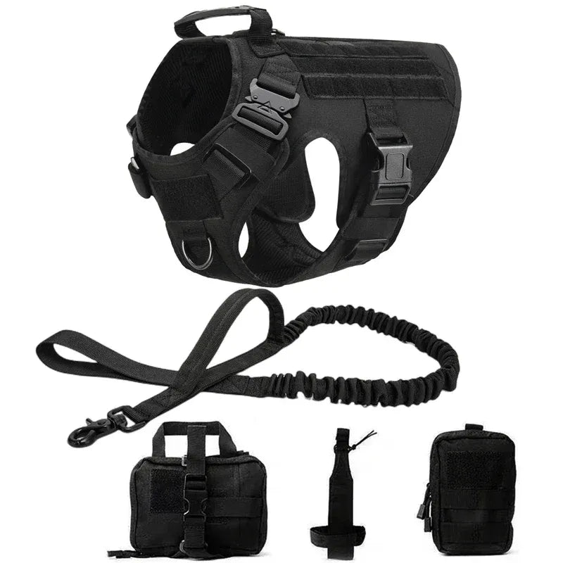 FurWish™ Tactical Dog Harness & Leash Set – Military Training Vest for All Breeds