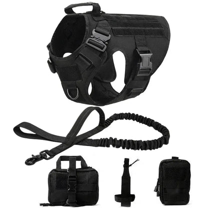 FurWish™ Tactical Dog Harness & Leash Set – Military Training Vest for All Breeds